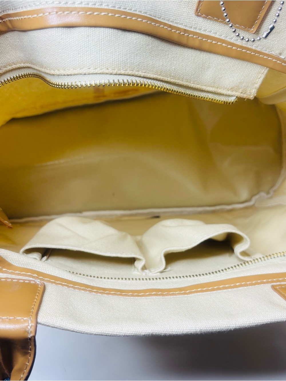 Cream Canvas Tote with Tan Handles - Picture 8 of 9